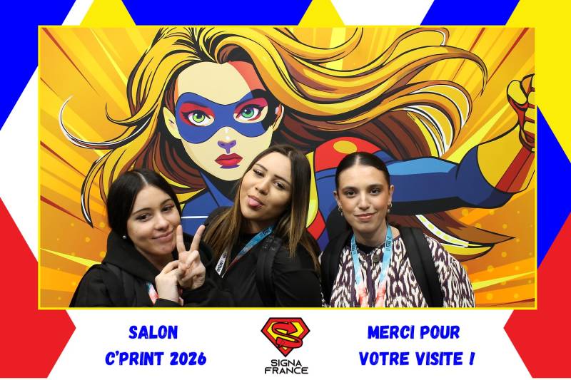 Location de photobooth pour le salon C'print leader de l’impression, de la communication visuelle et de la personnalisation a Eurexpo Lyon Chassieu